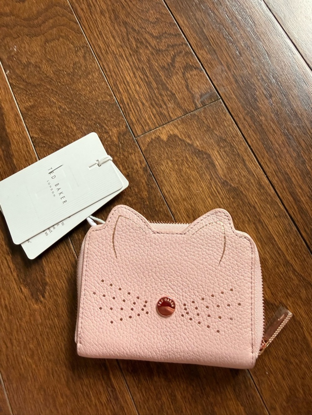 Ted Baker Lohana cat whiskers, small leather, zip coin purse NWT light pink
